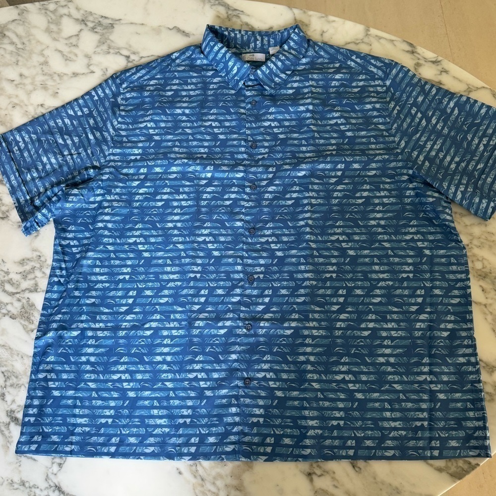 NWT Café Luna Light Blue Spring Break Shirt 3XL | Short Sleeve Tropical Style - Picture 5 of 8